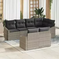Lauko baldų komplektas Sofos komplektas su pagalve 7 pcs Šviesiai pilka poliratanas