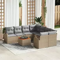 Lauko baldų komplektas Sodo Sofų Rinkinys su pagalve 9 pcs Smėlio poliratanas