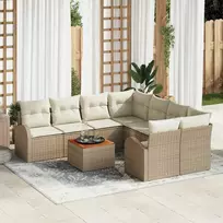 Lauko baldų komplektas Sodo Sofų Rinkinys su pagalve 9 pcs Smėlio poliratanas