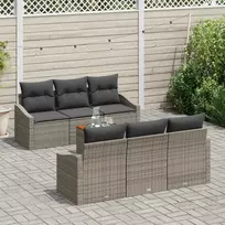 Lauko baldų komplektas Sodo Sofų Rinkinys su pagalve 7 pcs Pilka poliratanas