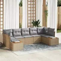 Lauko baldų komplektas Sodo Sofų Rinkinys su pagalve 7 pcs Smėlio poliratanas