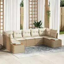 Lauko baldų komplektas Sodo Sofų Rinkinys su pagalve 7 pcs Smėlio poliratanas