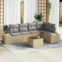 Lauko baldų komplektas Sodo Sofų Rinkinys 6 pcs Smėlio poliratanas