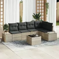 Lauko baldų komplektas Sodo Sofų Rinkinys 6 pcs Šviesiai pilka poliratanas