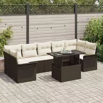 Lauko baldų komplektas Sodo Sofų Rinkinys su pagalve 8 pcs Ruda poliratanas