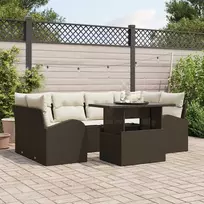 Lauko baldų komplektas Sodo Sofų Rinkinys su pagalve 7 pcs Ruda Poli ratanas