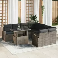 Lauko baldų komplektas Sodo Sofų Rinkinys su saugykla 9 pcs Pilka poliratanas