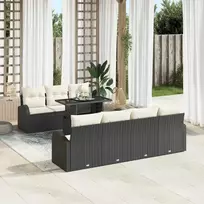 Lauko baldų komplektas Sodo Sofų Rinkinys su pagalve 8 pcs Juoda Poli ratanas