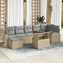 Sodo Sofų Rinkinys 8 pcs smėlio ir šviesiai pilkos spalvos