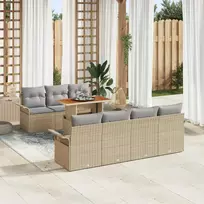 Sodo Sofų Rinkinys 8 pcs smėlio ir šviesiai pilkos spalvos