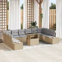 Sodo Sofų Rinkinys 11 pcs smėlio ir šviesiai pilkos spalvos