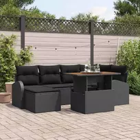 Sodo Sofų Rinkinys su pagalve 7 pcs Juoda