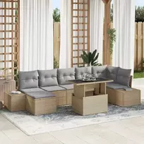 Sodo Sofų Rinkinys 8 pcs smėlio ir šviesiai pilkos spalvos