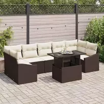 Sodo Sofų Rinkinys su pagalve 8 pcs Ruda ir kreminė poliratanas