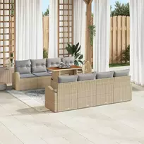 Sodo Sofų Rinkinys 7 pcs smėlio ir šviesiai pilkos spalvos