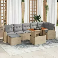 Sodo Sofų Rinkinys 8 pcs smėlio ir šviesiai pilkos spalvos