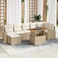 Sodo Sofų Rinkinys su pagalve 8 pcs smėlio ir kreminės spalvos