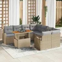 Sodo Sofų Rinkinys 9 pcs smėlio ir šviesiai pilkos spalvos