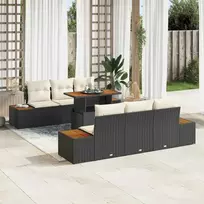 Sodo valgomojo komplektas su pagalve 7 pcs Juoda ir smėlinė