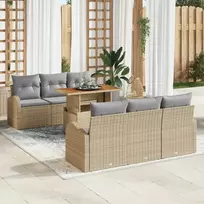 Sodo Sofų Rinkinys 7 pcs smėlio ir šviesiai pilkos spalvos