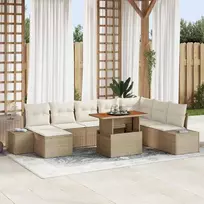Sodo valgomojo komplektas su pagalve 9 pcs Bežinė ir kreminė