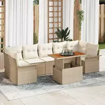 Sodo Sofų Rinkinys su pagalve 8 pcs smėlio ir kreminės spalvos