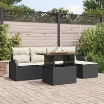 Sodo Sofų Rinkinys su pagalve 6 pcs Juoda ir kreminė