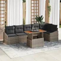 Sodo valgomojo komplektas su pagalve 7 pcs Pilka ir ruda