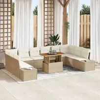 Sodo Sofų Rinkinys su pagalve 11 pcs Bežinė ir kreminė