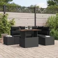 Sodo Sofų Rinkinys su pagalve su pagalve 5 pcs Juoda ir Ruda