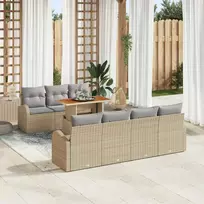 Sodo Sofų Rinkinys 8 pcs smėlio ir šviesiai pilkos spalvos