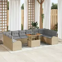 Sodo Sofų Rinkinys 11 pcs smėlio ir šviesiai pilkos spalvos