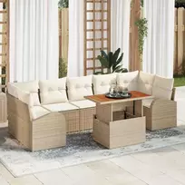Sodo Sofų Rinkinys su pagalve 8 pcs smėlio ir kreminės spalvos
