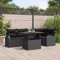 Sodo Sofų Rinkinys su pagalve 6 pcs Juoda