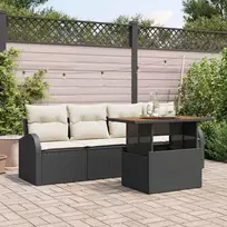 Sodo Sofų Rinkinys 5 pcs Juoda ir kreminė