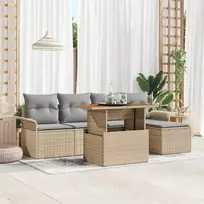 Sodo Sofų Rinkinys 6 pcs smėlio ir šviesiai pilkos spalvos