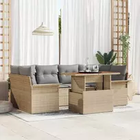 Sodo Sofų Rinkinys 7 pcs smėlio ir šviesiai pilkos spalvos