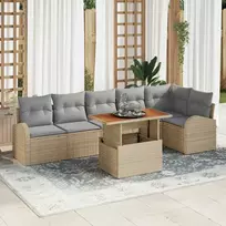 Sodo Sofų Rinkinys 7 pcs smėlio ir šviesiai pilkos spalvos