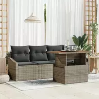 Sodo Sofų Rinkinys su saugykla 5 pcs Pilka Poli ratanas