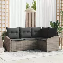 Sodo Sofų Rinkinys su pagalve 4 pcs Pilka poliratanas