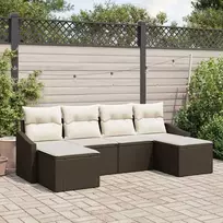 Lauko baldų komplektas Sodo valgomojo komplektas su pagalve 6 pcs Ruda ir grietinėlė