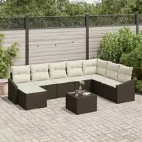 Lauko baldų komplektas Sodo Sofų Rinkinys 8 pcs Ruda ir grietinėlė poliratanas