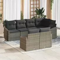 Sodo Sofų Rinkinys su pagalve 7 pcs Pilka poliratanas