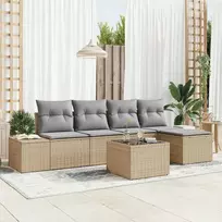 Lauko baldų komplektas Sodo Sofų Rinkinys 5 pcs Bežinė ir šviesiai pilka poliratanas