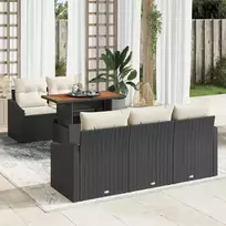 Lauko baldų komplektas Sodo Sofų Rinkinys su saugykla 6 pcs Juoda Poli ratanas