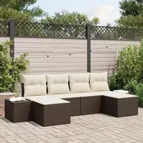 Lauko baldų komplektas Sodo Sofų Rinkinys 4 pcs Ruda ir grietinėlė poliratanas