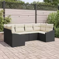 Sodo Sofų Rinkinys 6 pcs Juoda ir kreminė poliratanas