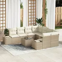Lauko baldų komplektas Sodo Sofų Rinkinys 9 pcs Bežinė ir kreminė poliratanas