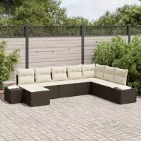 Lauko baldų komplektas Sodo Sofų Rinkinys 8 pcs Ruda ir grietinėlė poliratanas