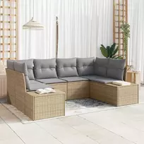 Sodo Sofų Rinkinys 6 pcs Bežinė ir šviesiai pilka Poli ratanas